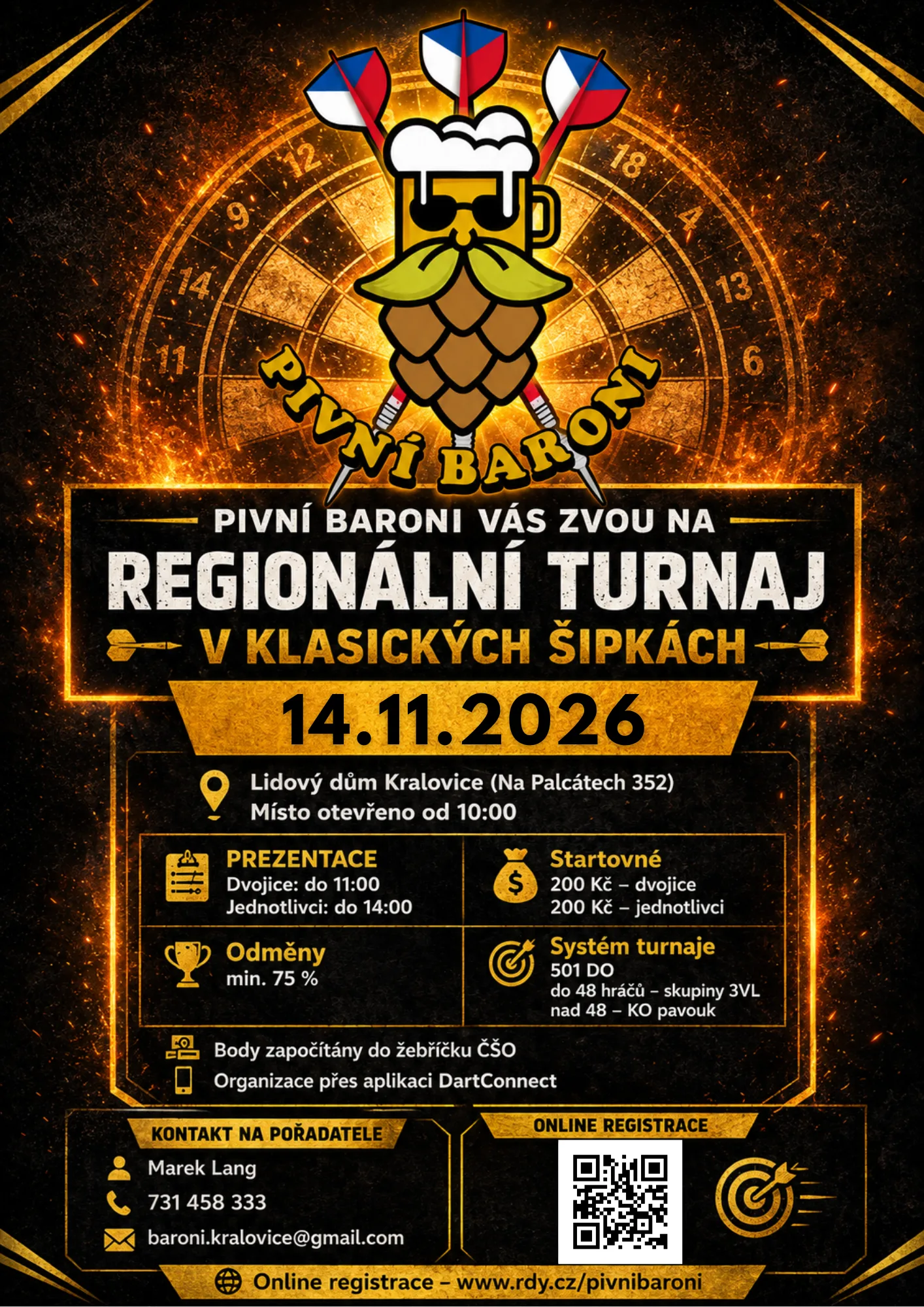 Plakát: Regionální turnaj v šipkách